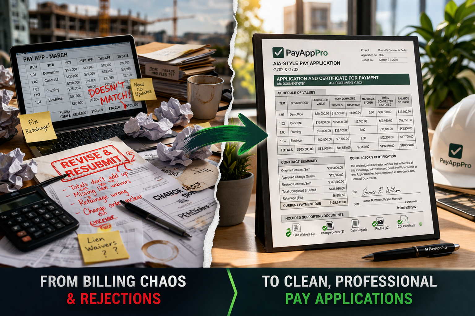 From construction billing chaos to clean organized AIA-style pay application package